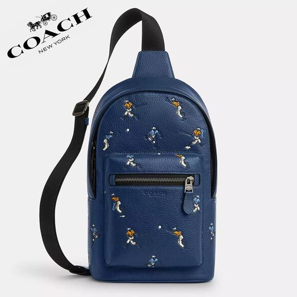 NWT ❤️ Coach West Pack With Baseball Print - Picture 1 of 7